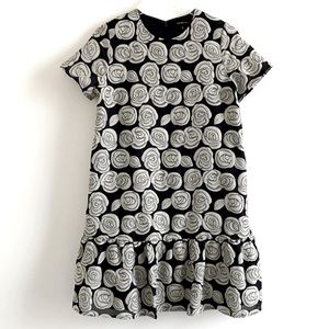Who What Wear Floral Print Short Sleeve Brocade Dress